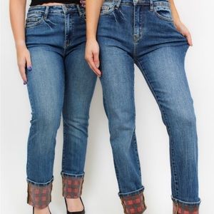 plaid print jeans style JB88707